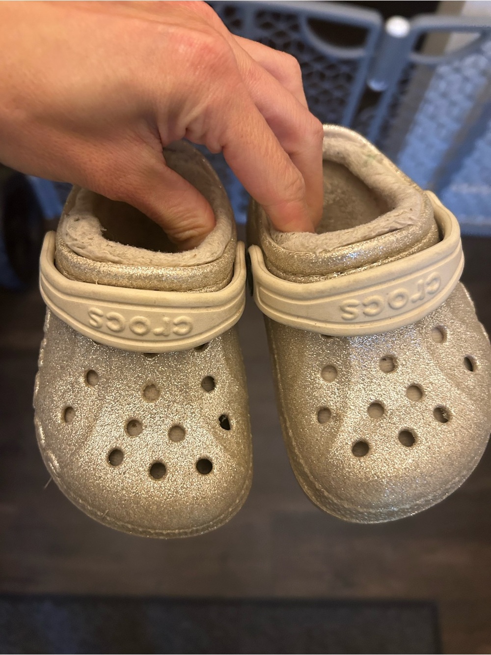 CROCS Glitter Lined Clog in Shimmery Beige